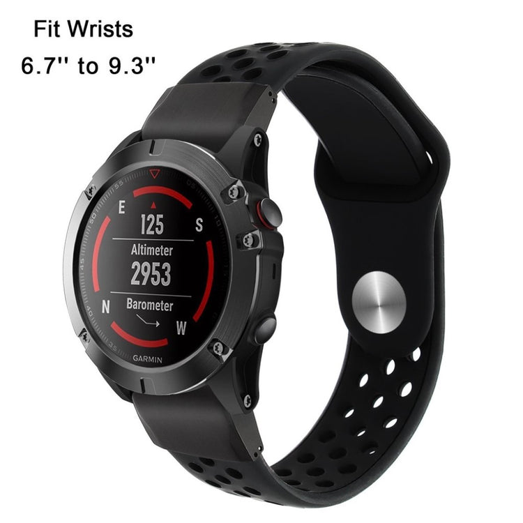 Udsøgt Garmin Fenix 5X / Garmin Tactix Charlie Silikone Rem - Sort#serie_2
