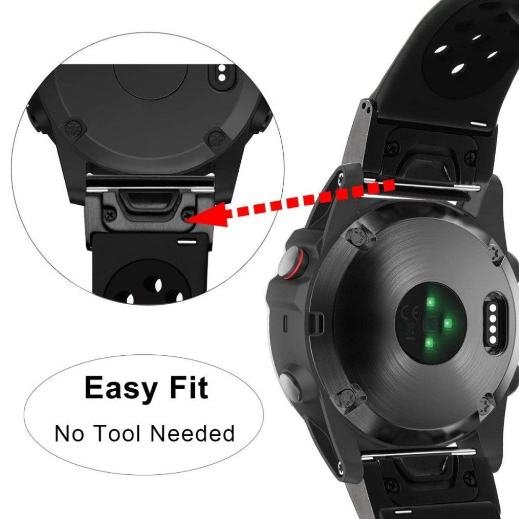 Udsøgt Garmin Fenix 5X / Garmin Tactix Charlie Silikone Rem - Sort#serie_2