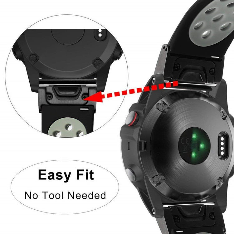 Udsøgt Garmin Fenix 5X / Garmin Tactix Charlie Silikone Rem - Sølv#serie_5