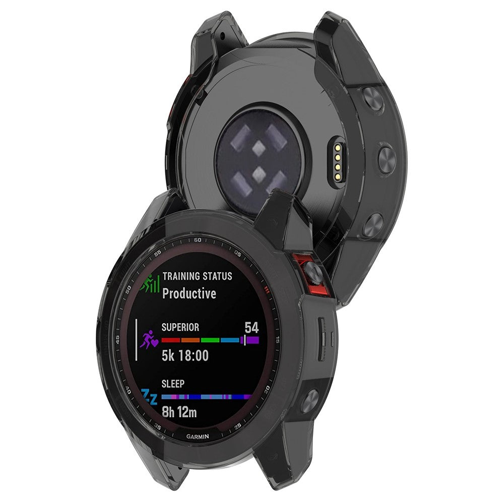 Garmin Fenix 7 Gennemsigtig Silikone Bumper  - Sort#serie_2