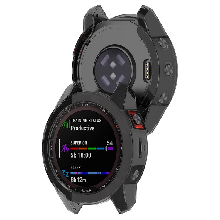 Garmin Fenix 7 Gennemsigtig Silikone Bumper  - Sort#serie_2