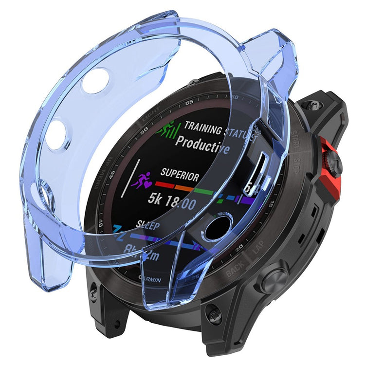 Garmin Fenix 7 Gennemsigtig Silikone Bumper  - Blå#serie_3