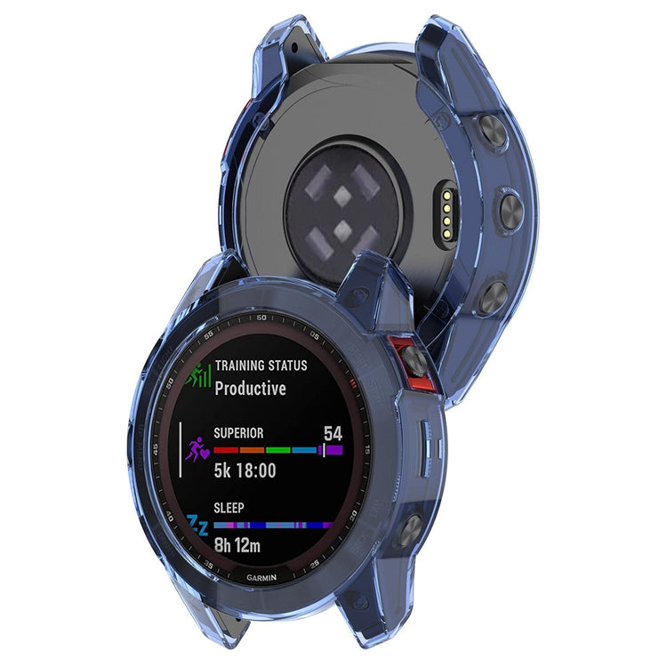 Garmin Fenix 7 Gennemsigtig Silikone Bumper  - Blå#serie_3