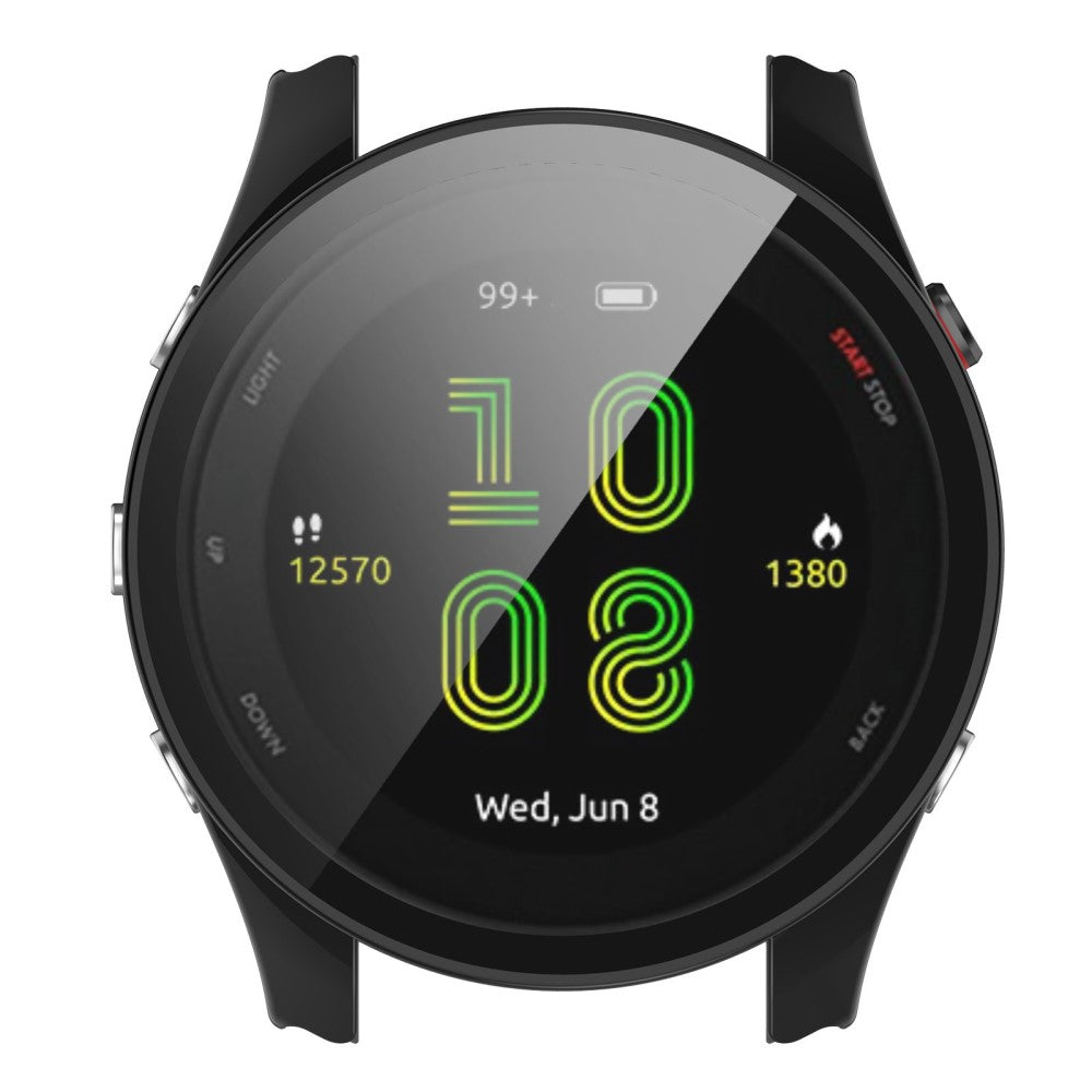 Fed Garmin Forerunner 255S Cover med Skærmbeskytter i Plastik og Hærdet Glas - Sort#serie_1