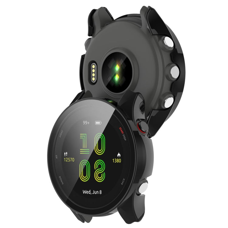 Fed Garmin Forerunner 255S Cover med Skærmbeskytter i Plastik og Hærdet Glas - Sort#serie_1