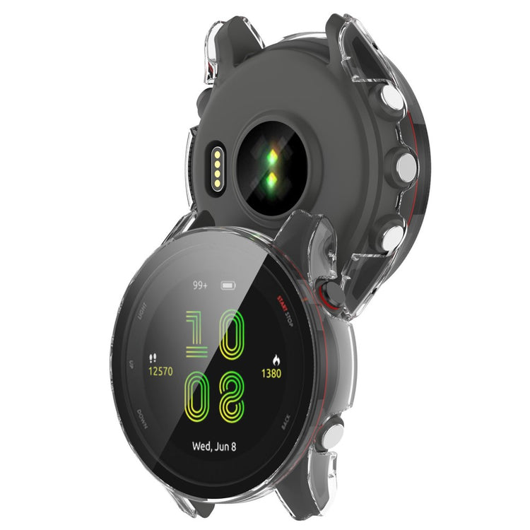 Fed Garmin Forerunner 255S Cover med Skærmbeskytter i Plastik og Hærdet Glas - Gennemsigtig#serie_2
