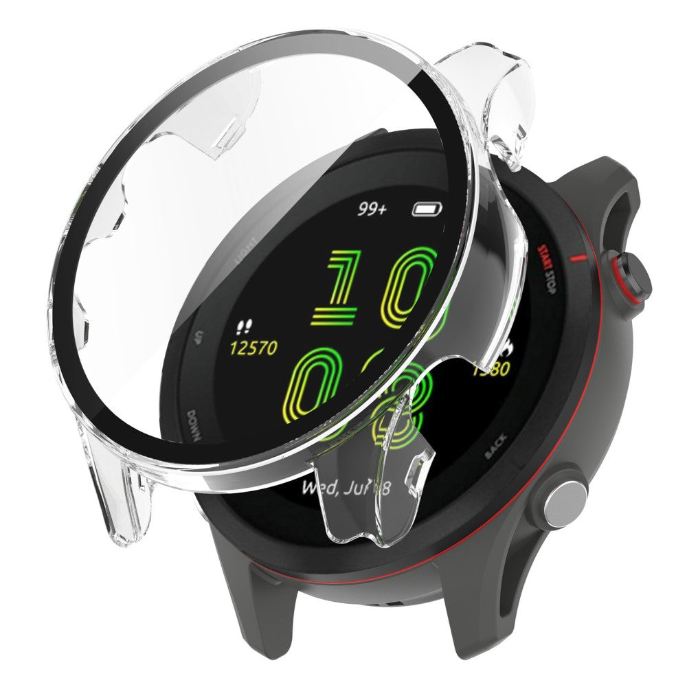Fed Garmin Forerunner 255S Cover med Skærmbeskytter i Plastik og Hærdet Glas - Gennemsigtig#serie_2