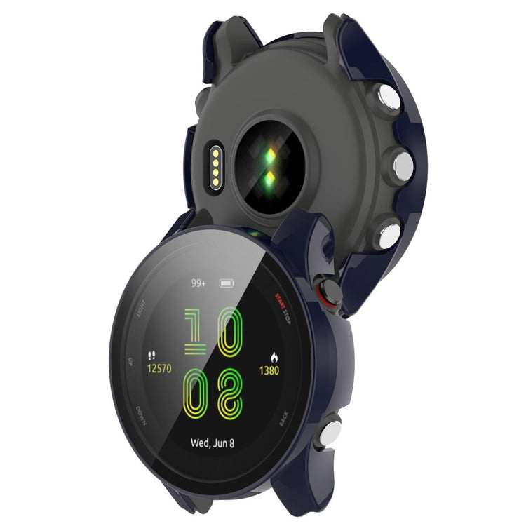 Fed Garmin Forerunner 255S Cover med Skærmbeskytter i Plastik og Hærdet Glas - Blå#serie_3