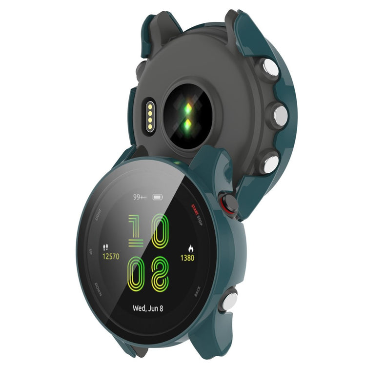 Fed Garmin Forerunner 255S Cover med Skærmbeskytter i Plastik og Hærdet Glas - Grøn#serie_4