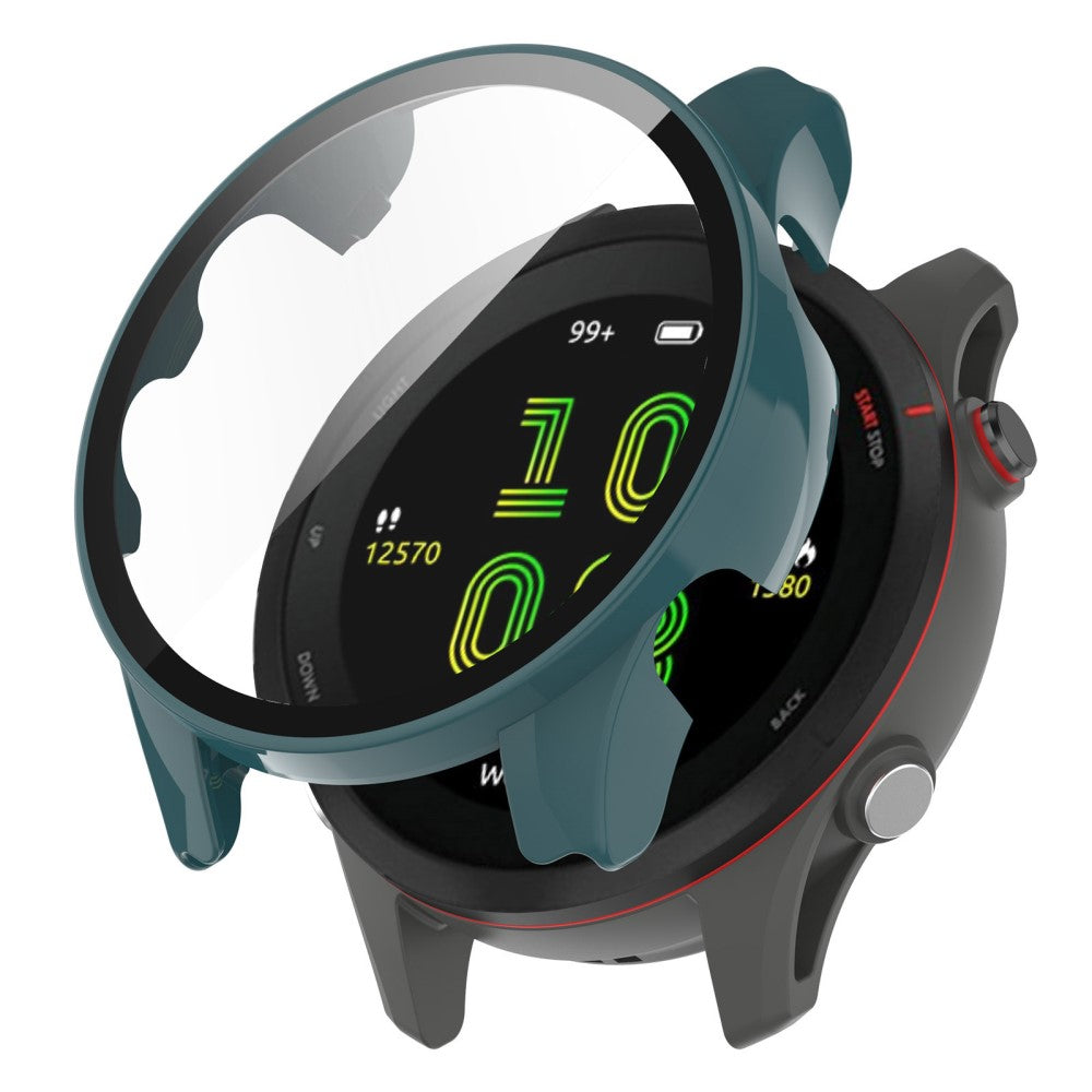 Fed Garmin Forerunner 255S Cover med Skærmbeskytter i Plastik og Hærdet Glas - Grøn#serie_4