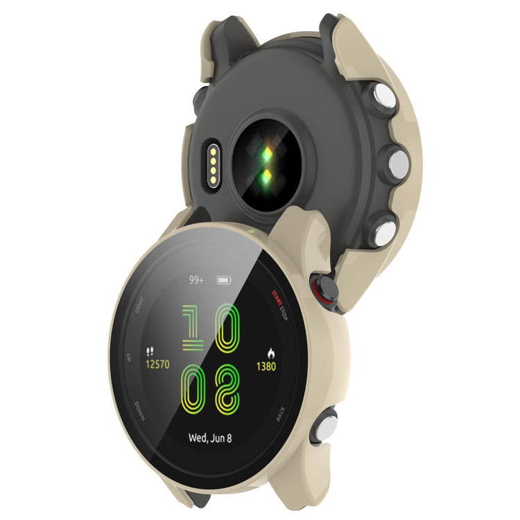 Fed Garmin Forerunner 255S Cover med Skærmbeskytter i Plastik og Hærdet Glas - Hvid#serie_5