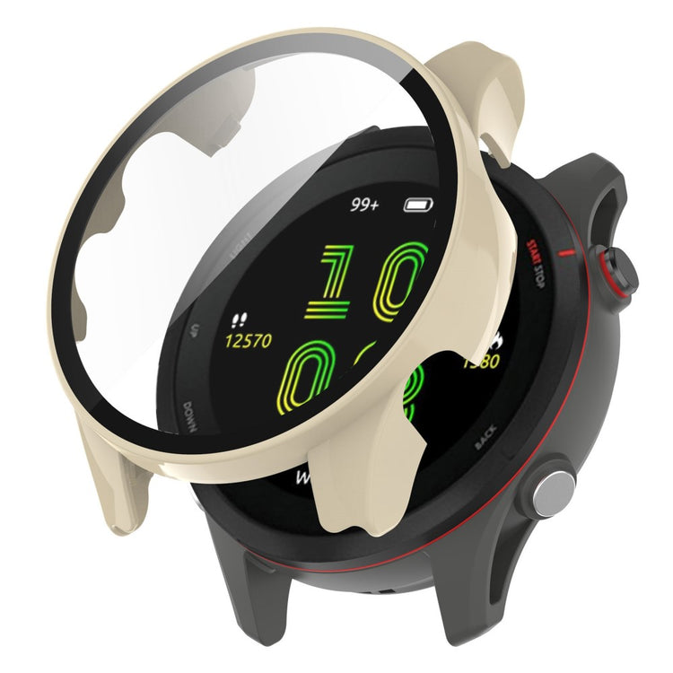 Fed Garmin Forerunner 255S Cover med Skærmbeskytter i Plastik og Hærdet Glas - Hvid#serie_5