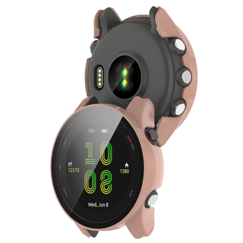 Fed Garmin Forerunner 255S Cover med Skærmbeskytter i Plastik og Hærdet Glas - Pink#serie_6