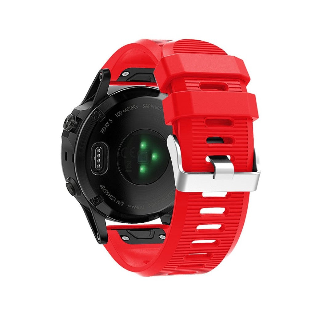 Tidsløst Garmin Fenix 5X Plus Silikone Rem - Rød#serie_5