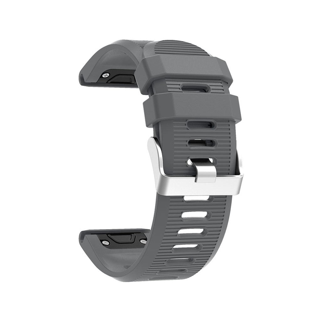 Tidsløst Garmin Fenix 5X Plus Silikone Rem - Sølv#serie_7