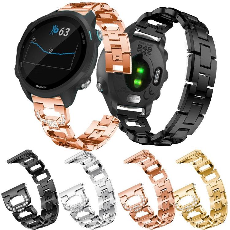 Helt vildt flot Garmin Forerunner 245 Metal og Rhinsten Rem - Sort#serie_1