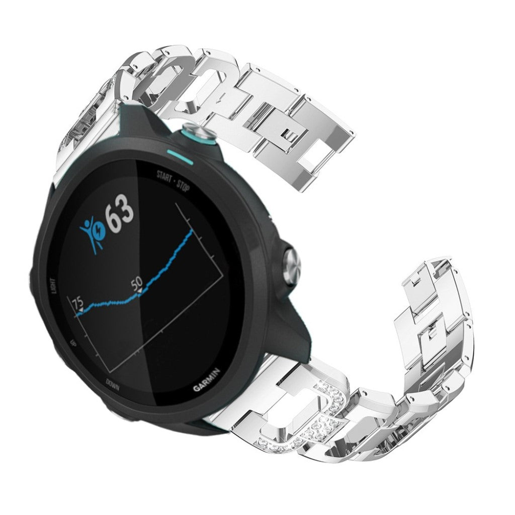 Helt vildt flot Garmin Forerunner 245 Metal og Rhinsten Rem - Sølv#serie_2