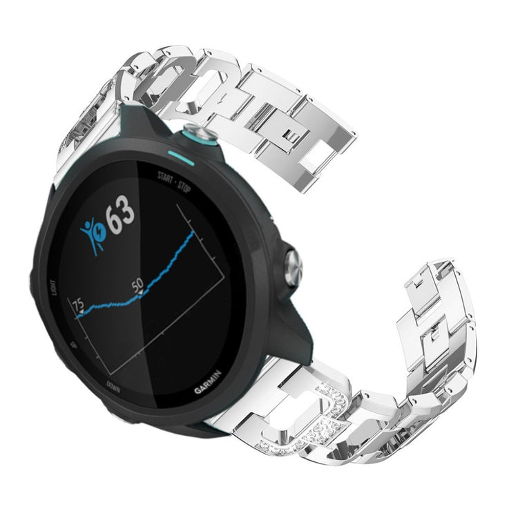Helt vildt flot Garmin Forerunner 245 Metal og Rhinsten Rem - Sølv#serie_2