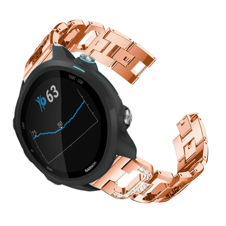 Helt vildt flot Garmin Forerunner 245 Metal og Rhinsten Rem - Pink#serie_3