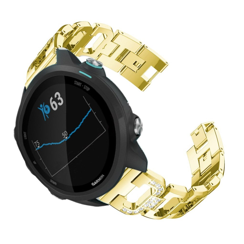 Helt vildt flot Garmin Forerunner 245 Metal og Rhinsten Rem - Guld#serie_4