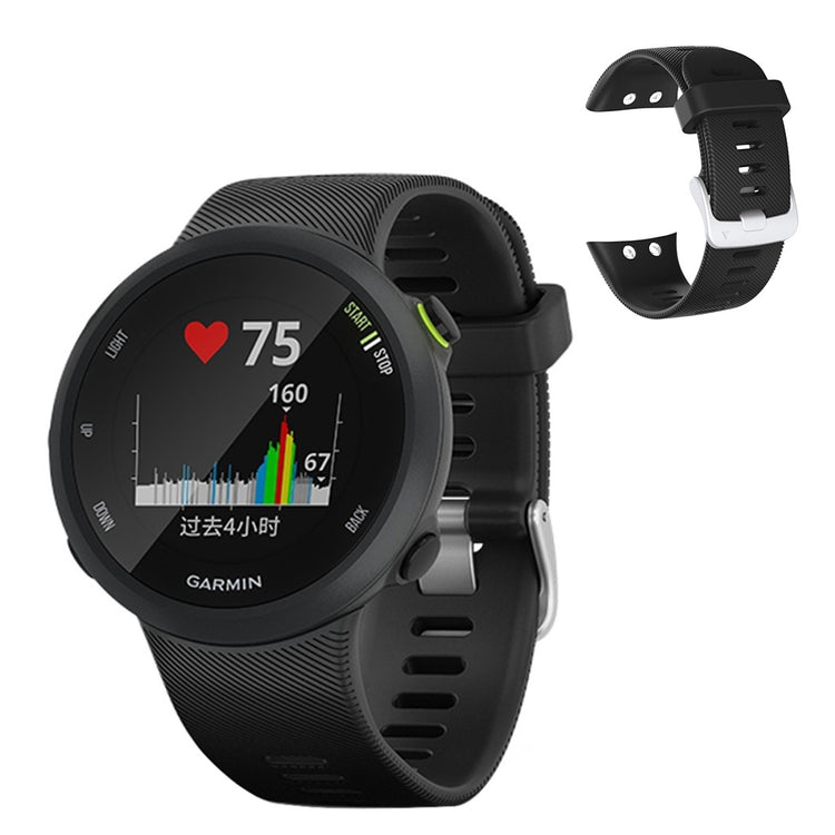 Meget komfortabel Garmin Forerunner 45 Silikone Rem - Sort#serie_2