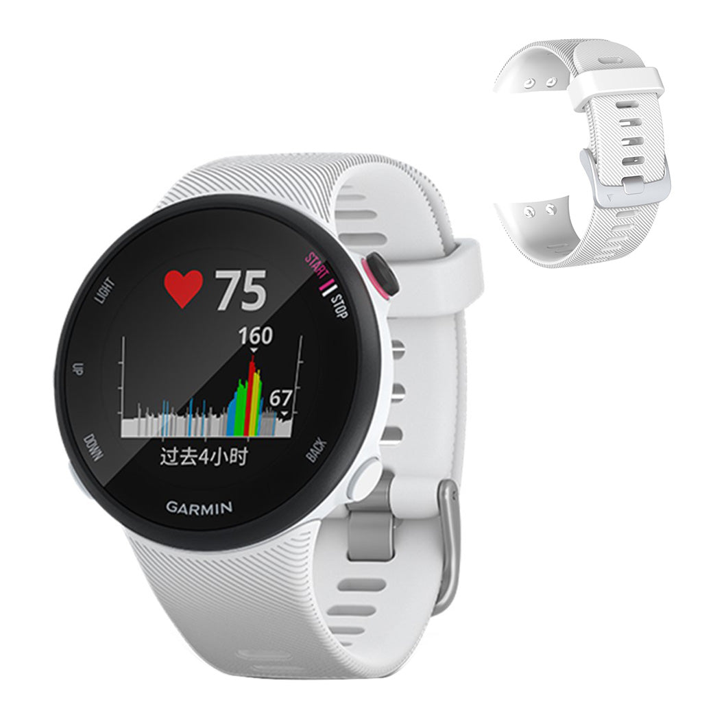 Meget komfortabel Garmin Forerunner 45 Silikone Rem - Hvid#serie_3