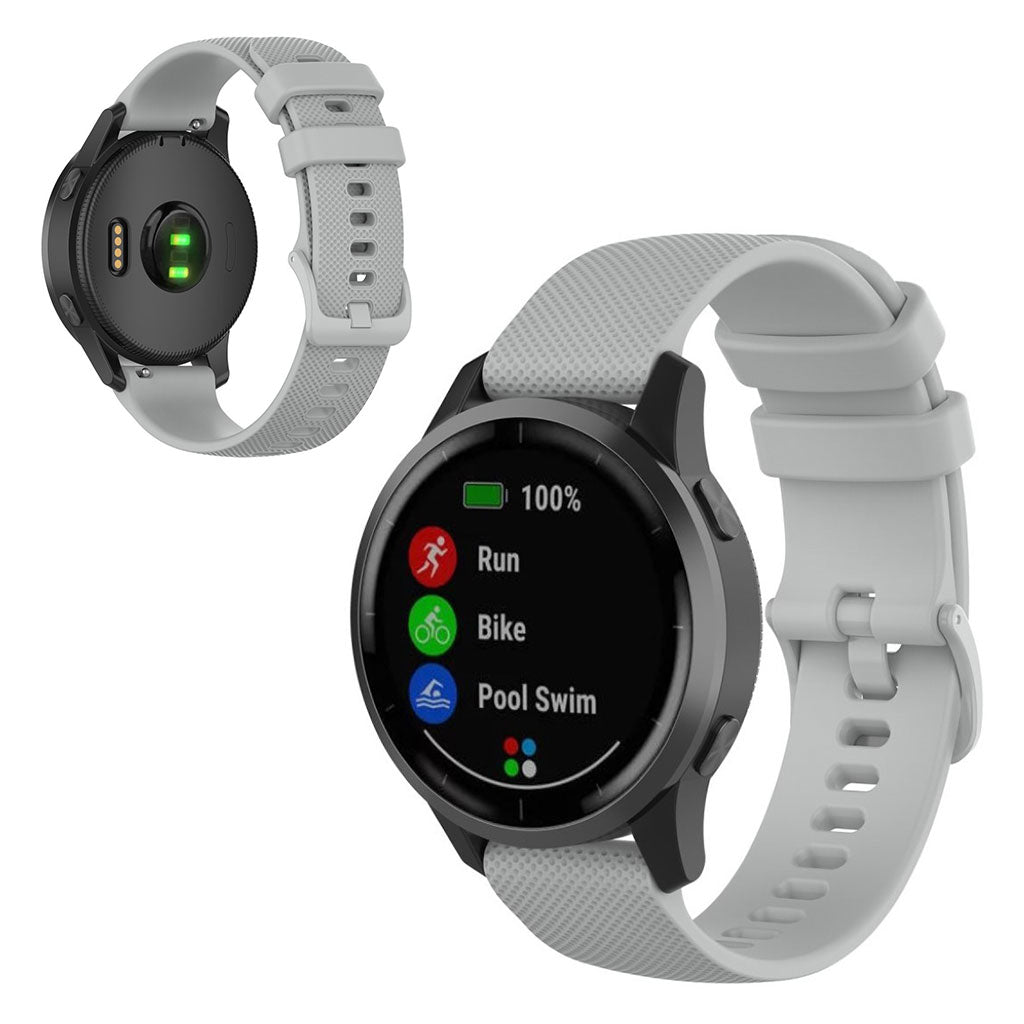 Mega nydelig Garmin Vivoactive 4 Silikone Rem - Sølv#serie_3