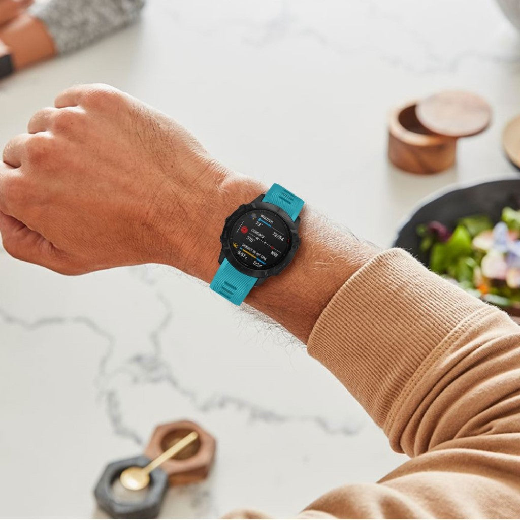 Sejt Garmin Fenix 6X Silikone Rem - Blå#serie_9