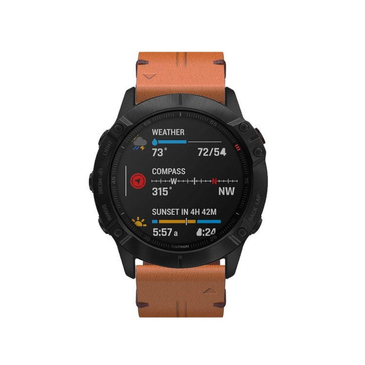 Helt vildt komfortabel Garmin Fenix 6X Ægte læder Rem - Brun#serie_2