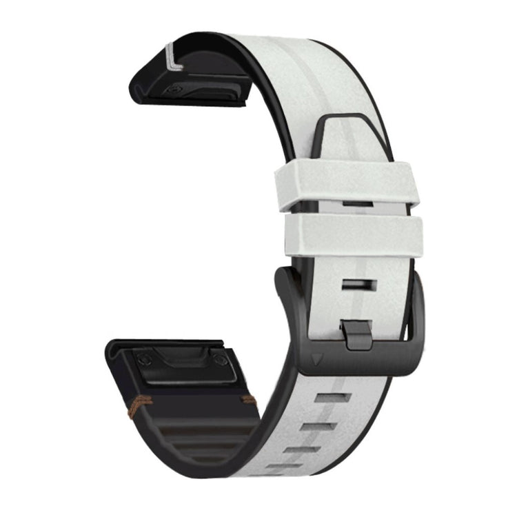  Garmin Fenix 6 / Garmin Fenix 5 Ægte læder og Silikone Rem - Hvid#serie_2