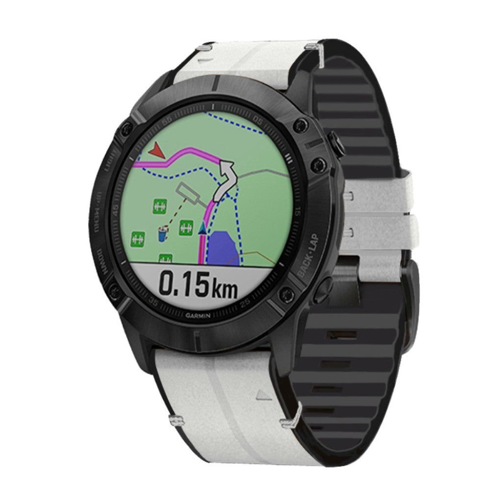  Garmin Fenix 6 / Garmin Fenix 5 Ægte læder og Silikone Rem - Hvid#serie_2