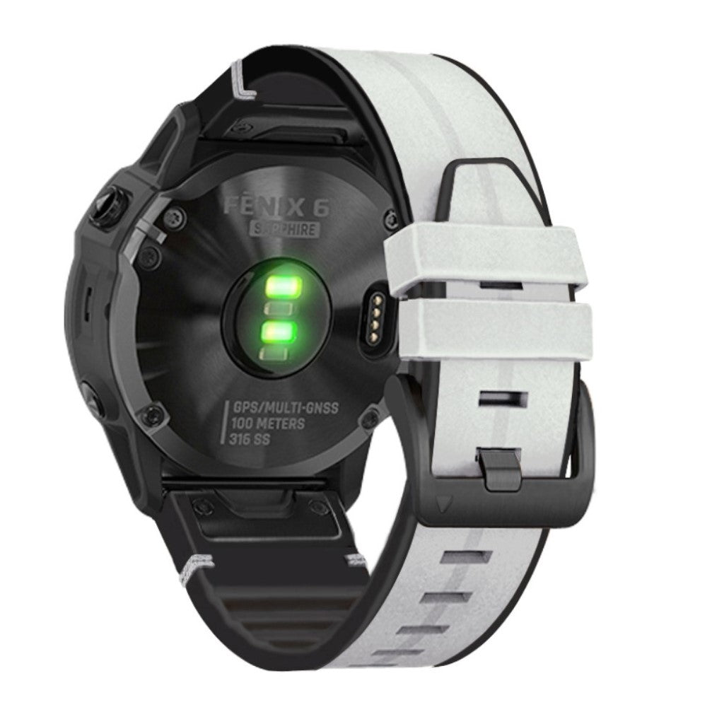  Garmin Fenix 6 / Garmin Fenix 5 Ægte læder og Silikone Rem - Hvid#serie_2