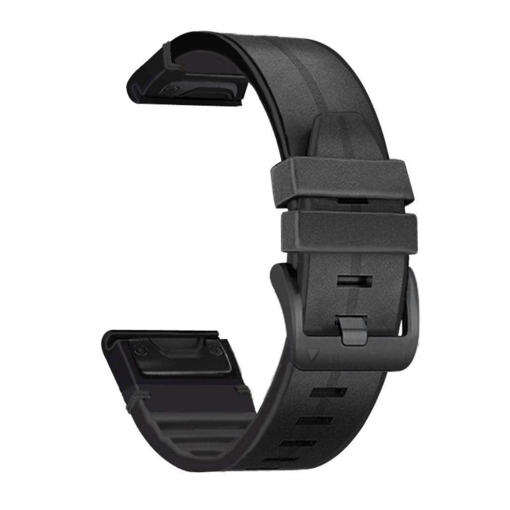  Garmin Fenix 6 / Garmin Fenix 5 Ægte læder og Silikone Rem - Sort#serie_3