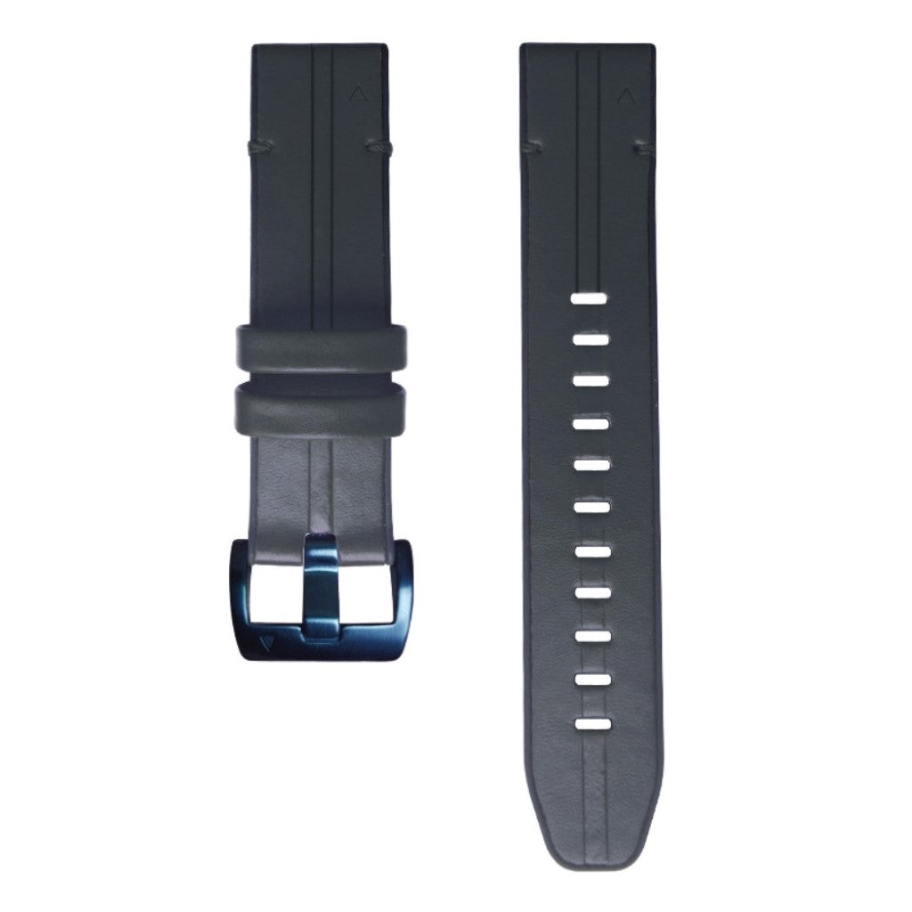  Garmin Fenix 6 / Garmin Fenix 5 Ægte læder og Silikone Rem - Sort#serie_3