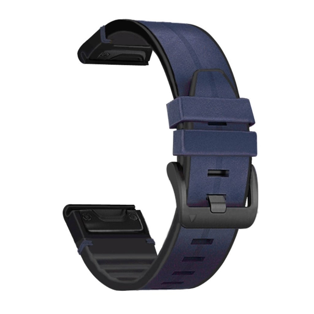  Garmin Fenix 6 / Garmin Fenix 5 Ægte læder og Silikone Rem - Blå#serie_5