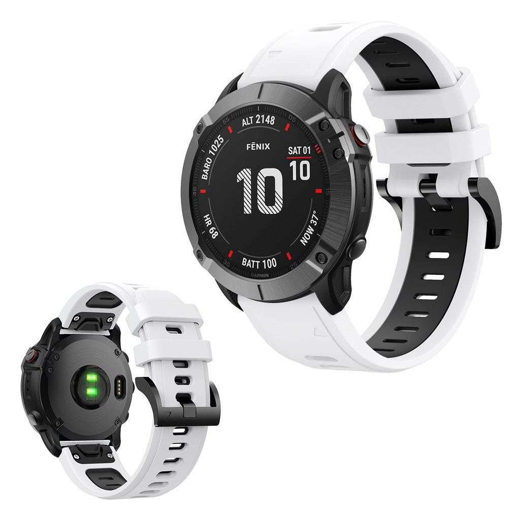 Bi-color silicone watch band for Garmin device - White / Black#serie_1