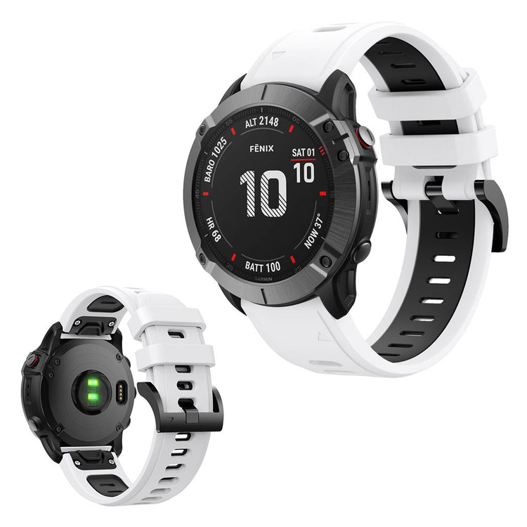 Bi-color silicone watch band for Garmin device - White / Black#serie_1