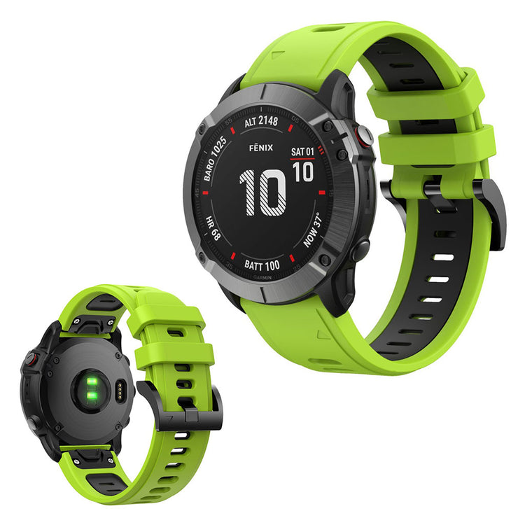 Bi-color silicone watch band for Garmin device - Lime / Black#serie_10