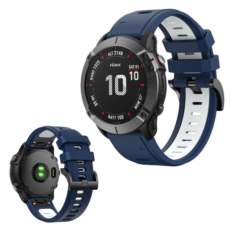 Bi-color silicone watch band for Garmin device - Blue / White#serie_11