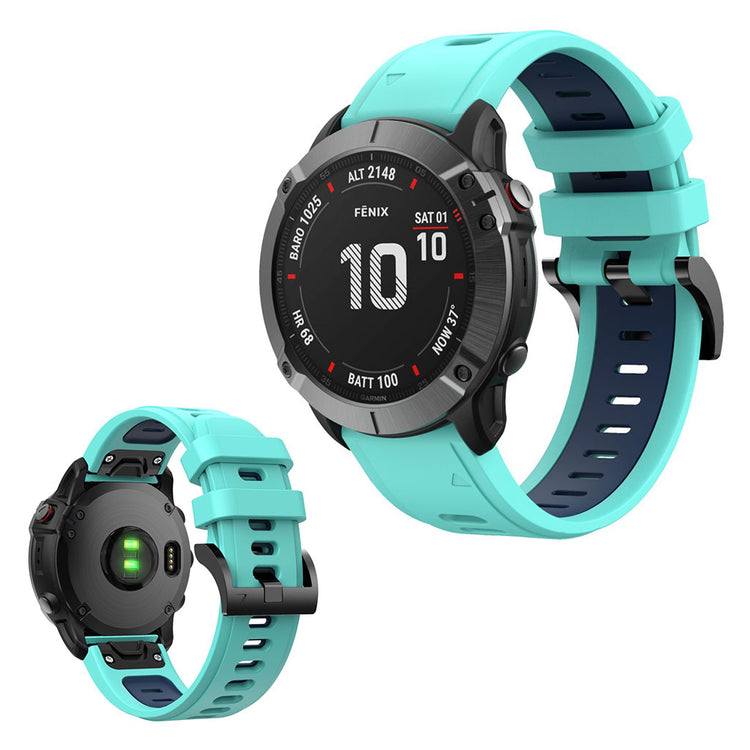 Bi-color silicone watch band for Garmin device - Mint Green / Midnight Blue#serie_2