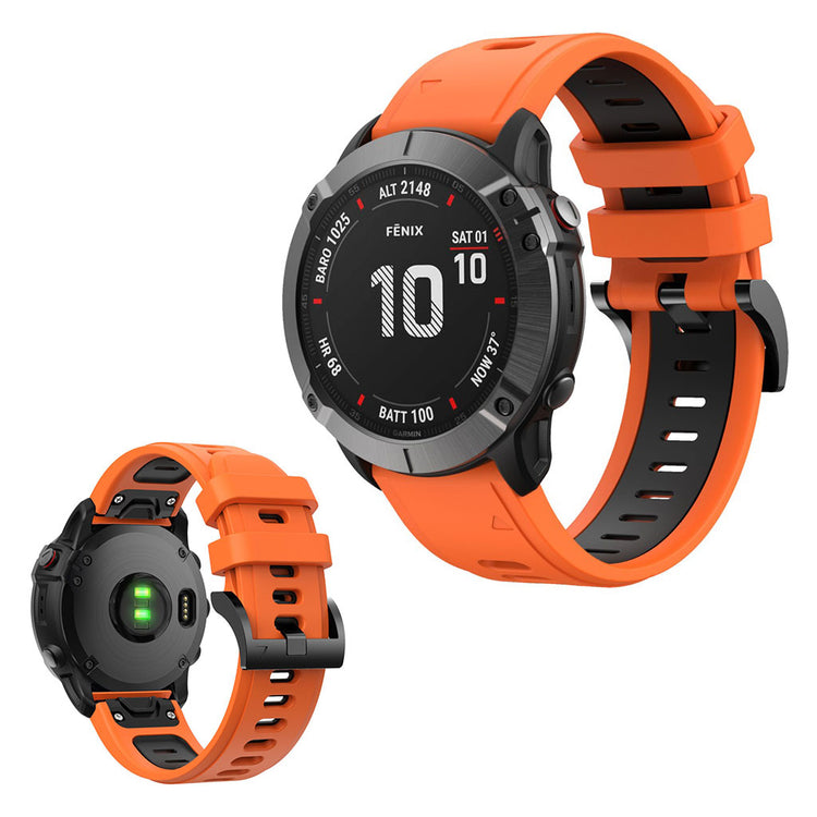 Bi-color silicone watch band for Garmin device - Orange / Black#serie_3