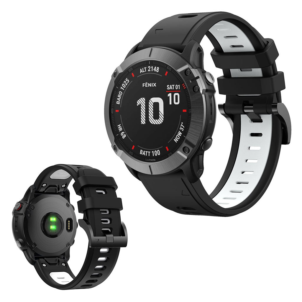 Bi-color silicone watch band for Garmin device - Black / White#serie_4