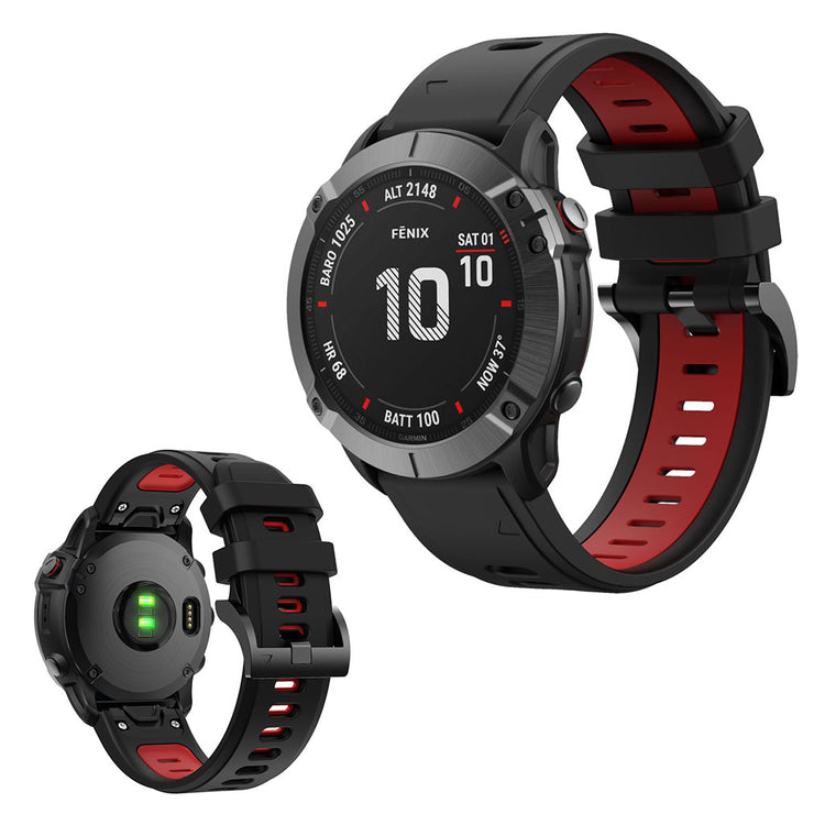 Bi-color silicone watch band for Garmin device - Black / Red#serie_5