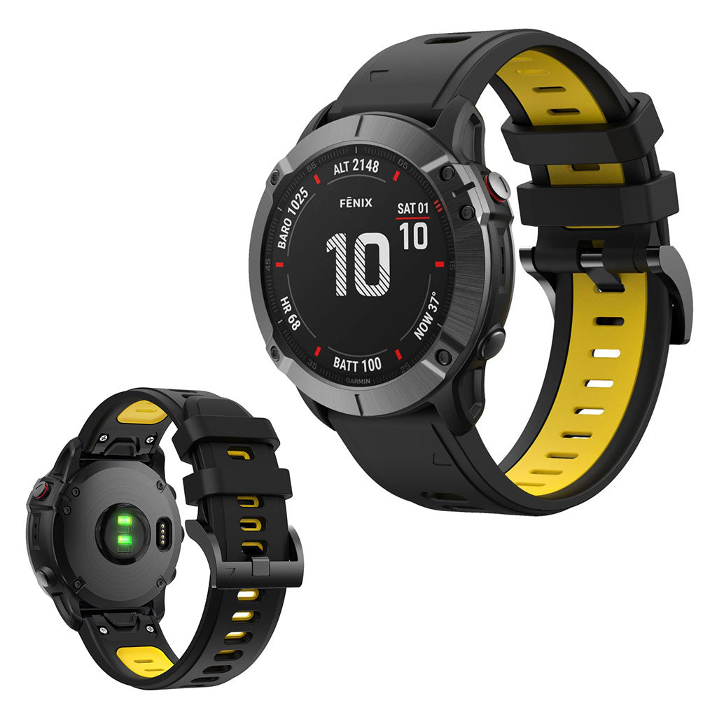 Bi-color silicone watch band for Garmin device - Black / Yellow#serie_6