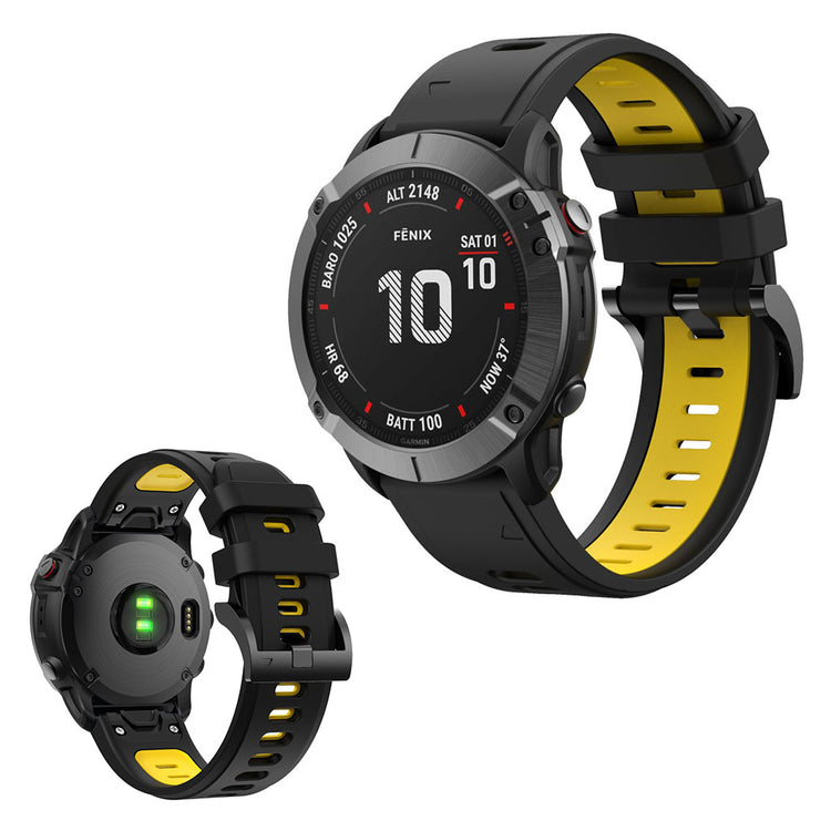 Bi-color silicone watch band for Garmin device - Black / Yellow#serie_6