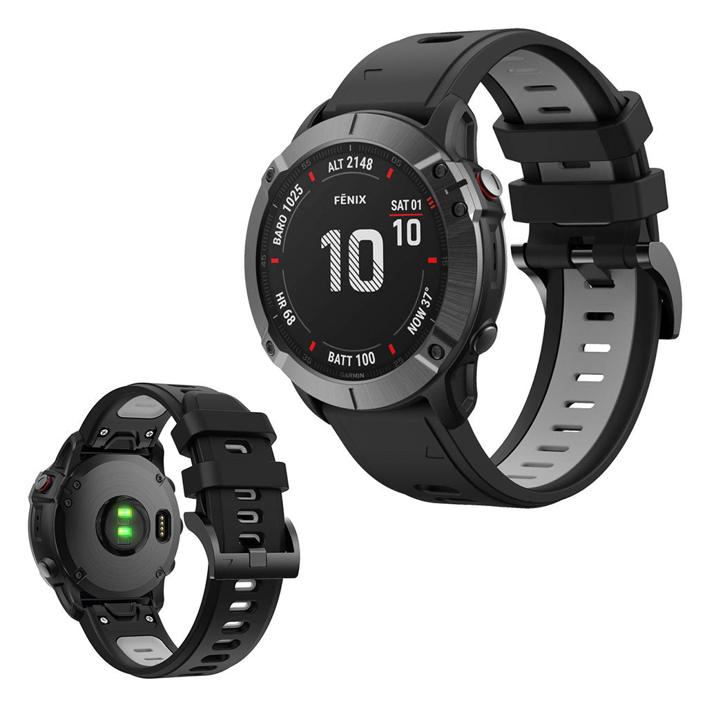 Bi-color silicone watch band for Garmin device - Black / Grey#serie_7