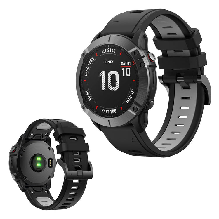 Bi-color silicone watch band for Garmin device - Black / Grey#serie_7