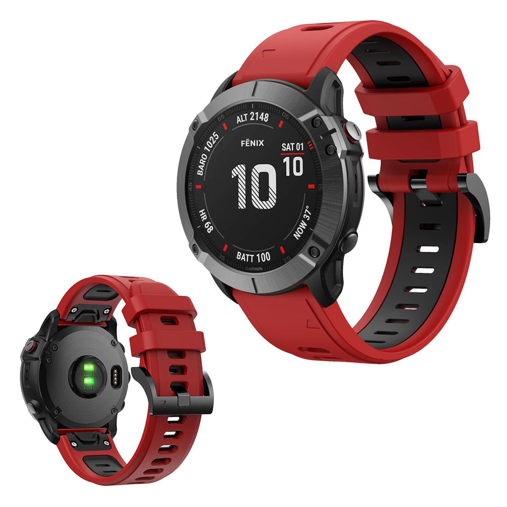 Bi-color silicone watch band for Garmin device - Red / Black#serie_8
