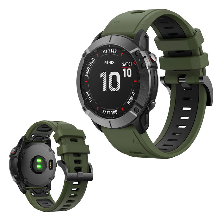 Bi-color silicone watch band for Garmin device - Army Green / Black#serie_9