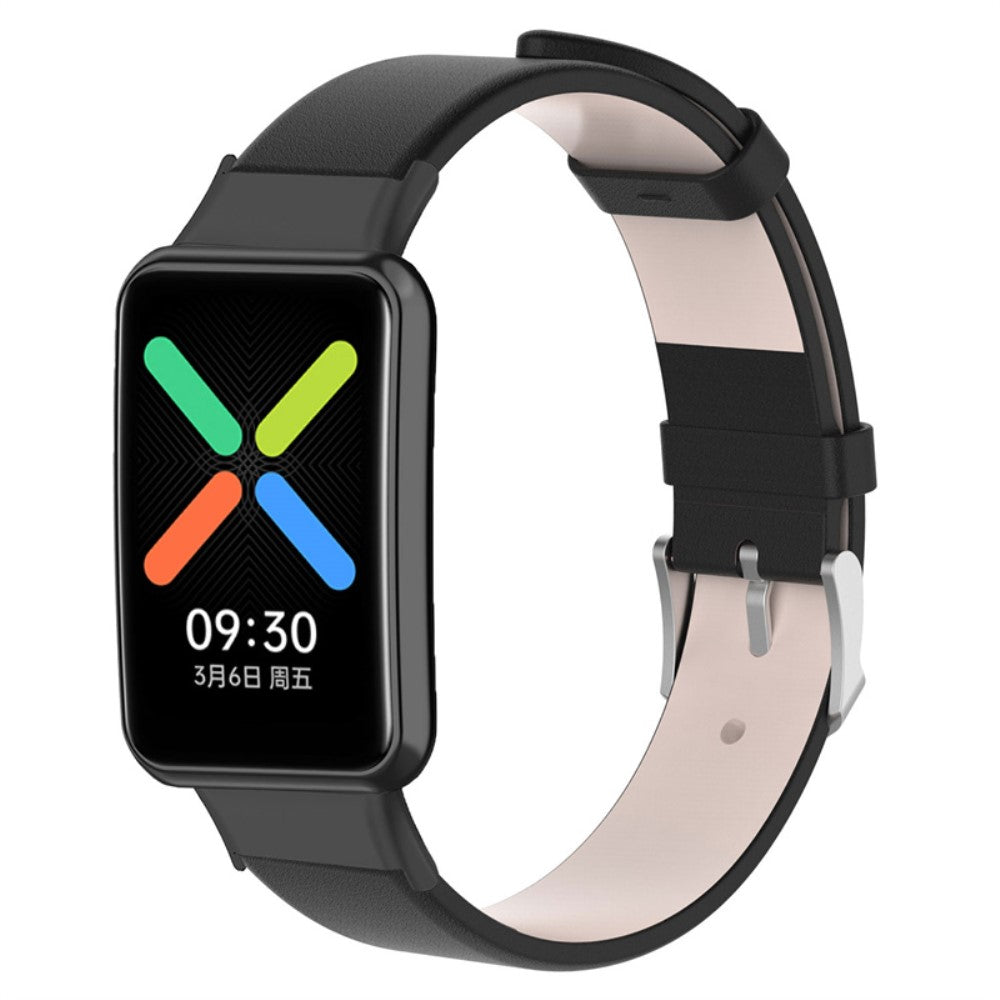 Helt vildt hårdfør Oppo Watch Free Kunstlæder Rem - Sort#serie_2